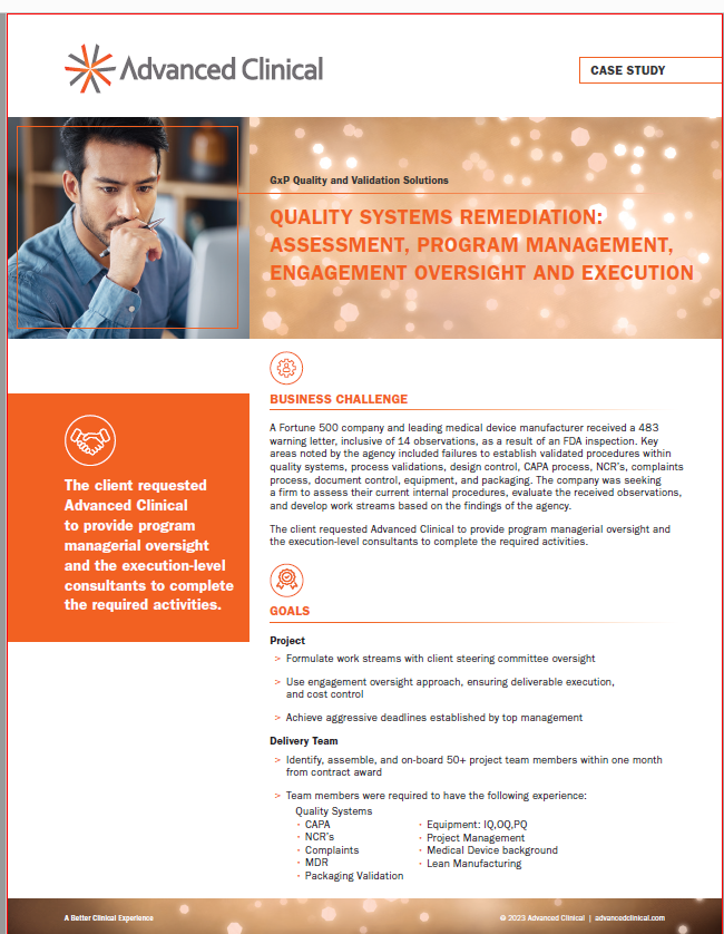 Case Study Medical Device GMP Remediation